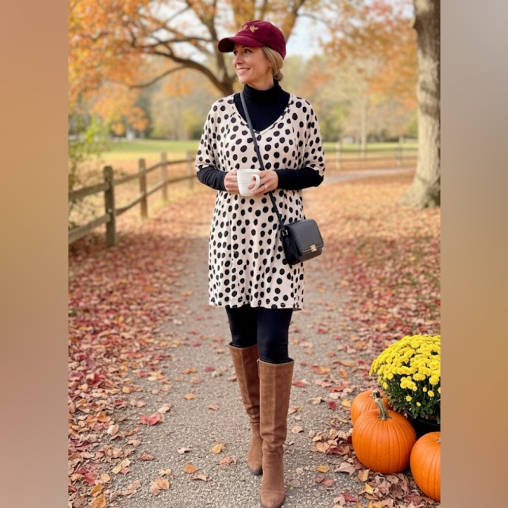 Agnes & Dora Polka Dot V-Neck Dress